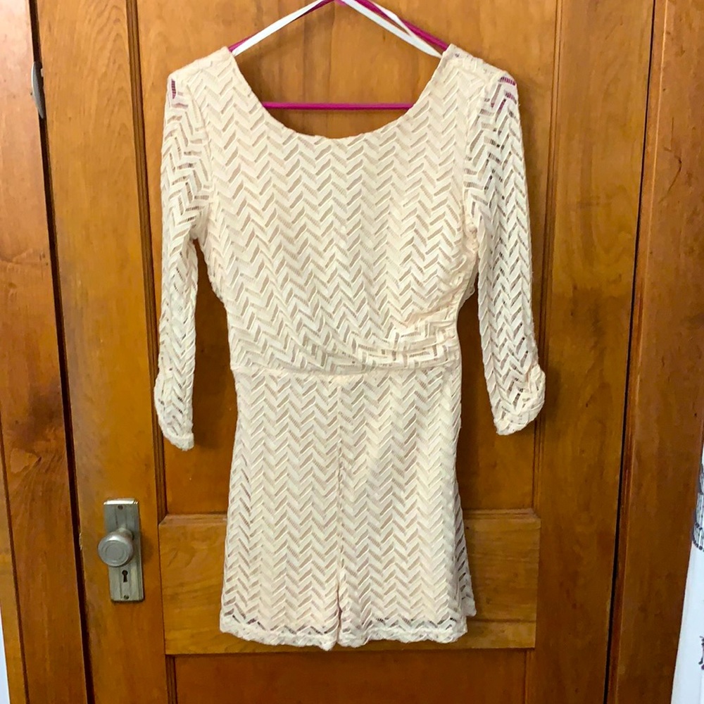 Herringbone cream romper- SZ SM
